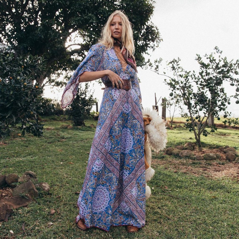 Chasing Unicorns Alabama Getaway Dress XS Blue/Red 100% Cotton NWT